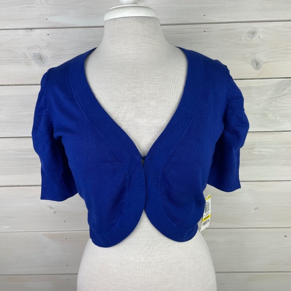 INC Blue Goddess Short Sleeve Shrug Cardigan Sweater - Picture 1 of 6